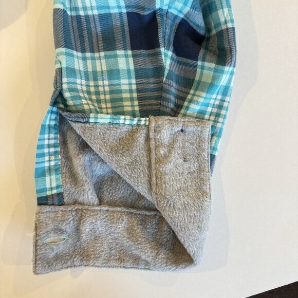 L.L. Bean Fleece-Lined Flannel Hoodie Women's Medium Blue Plaid Cotton Jacket - Picture 7 of 14